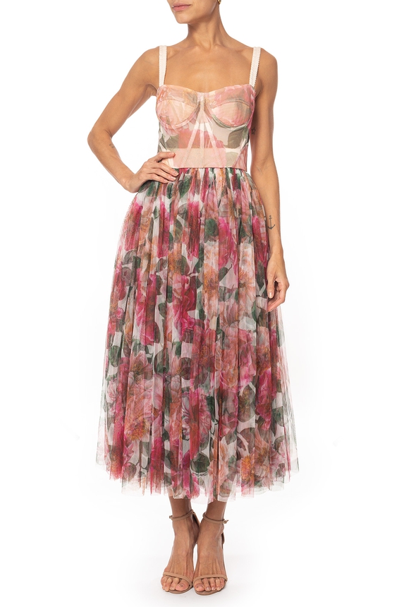 Vestido Midi Tule Estampado - DG72919 Dolce & Gabbana