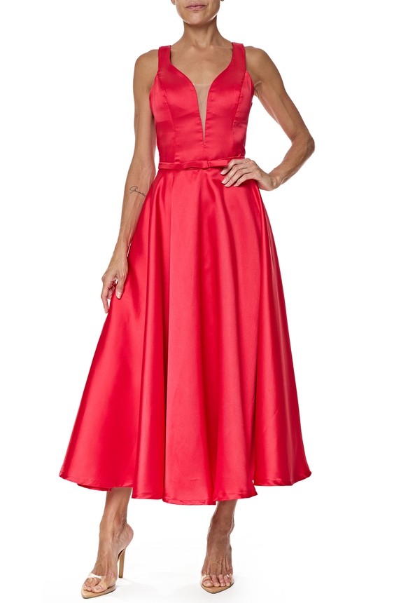 Vestido Midi Zibeline Vermelho - DG76552 Essential Collection