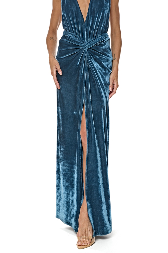 Vestido/Conjunto Longo Veludo Azul - DG76393 Aya