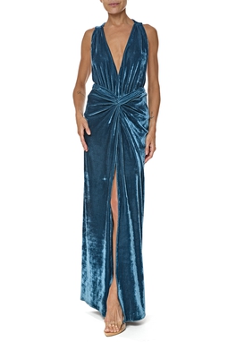 VestidoConjunto Longo Veludo Azul