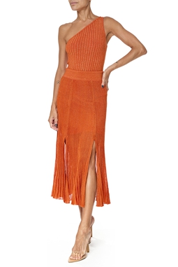 VestidoConjunto Midi Lurex Laranja