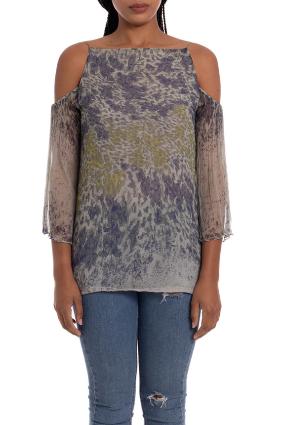 Blusa Manga Longa Seda Estampado - DG25187 Animale