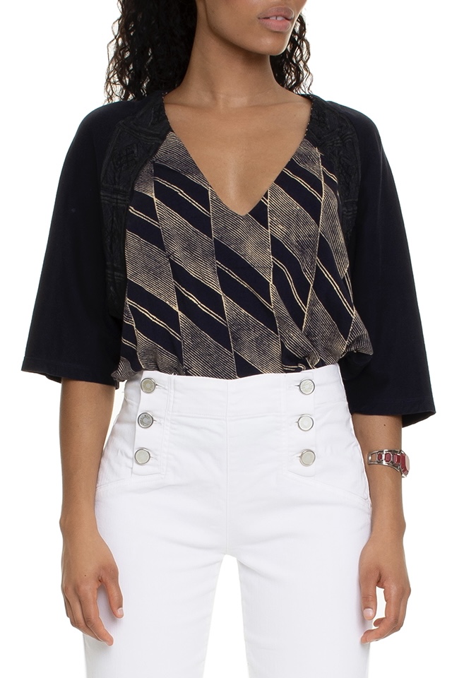 Blusa Azul Marinho Estampada