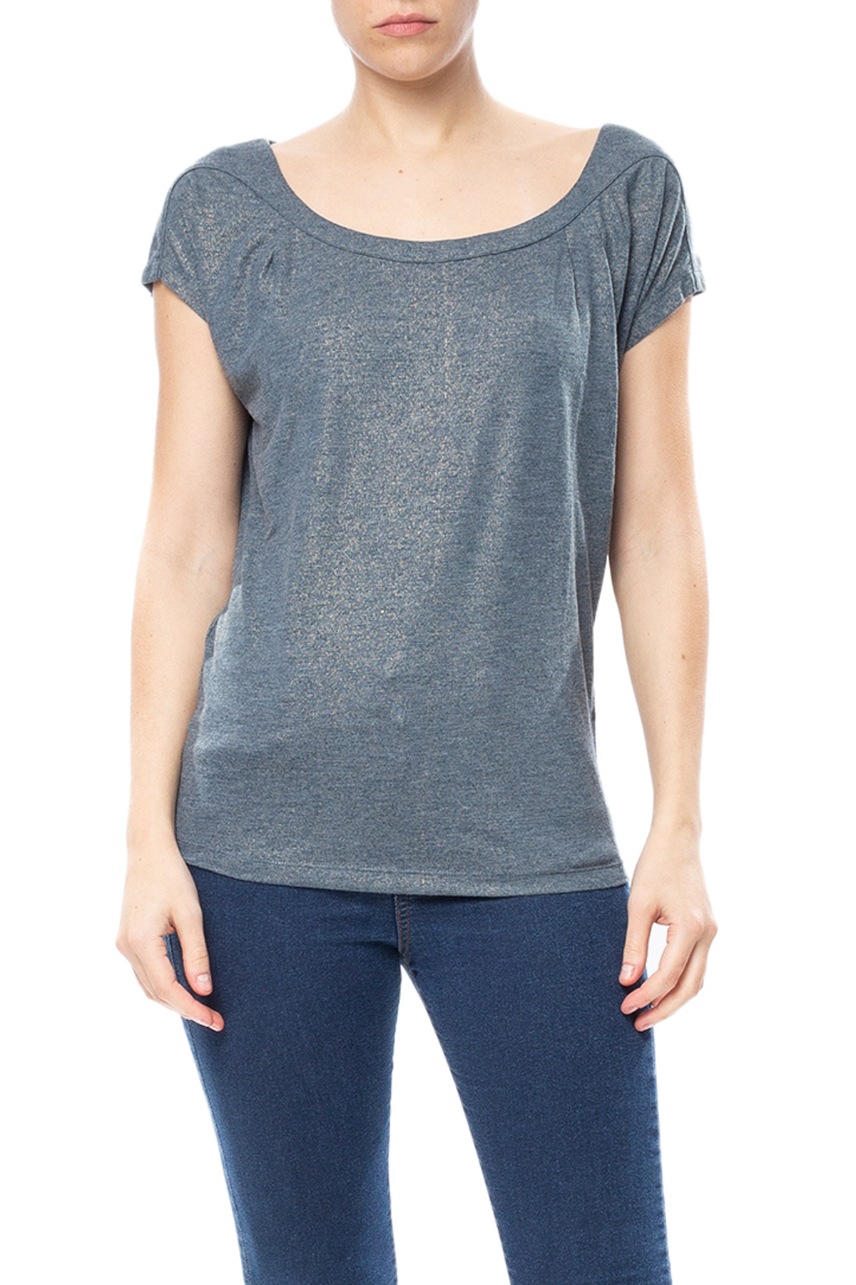 Blusa Manga Curta Malha Cinza