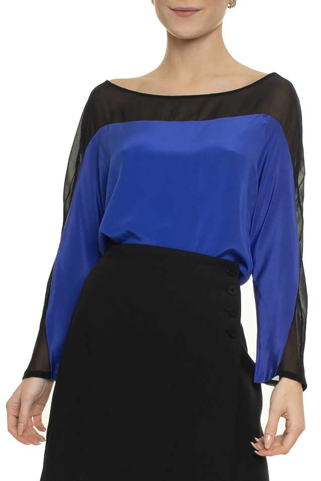 Blusa ML Azul Royal Preta