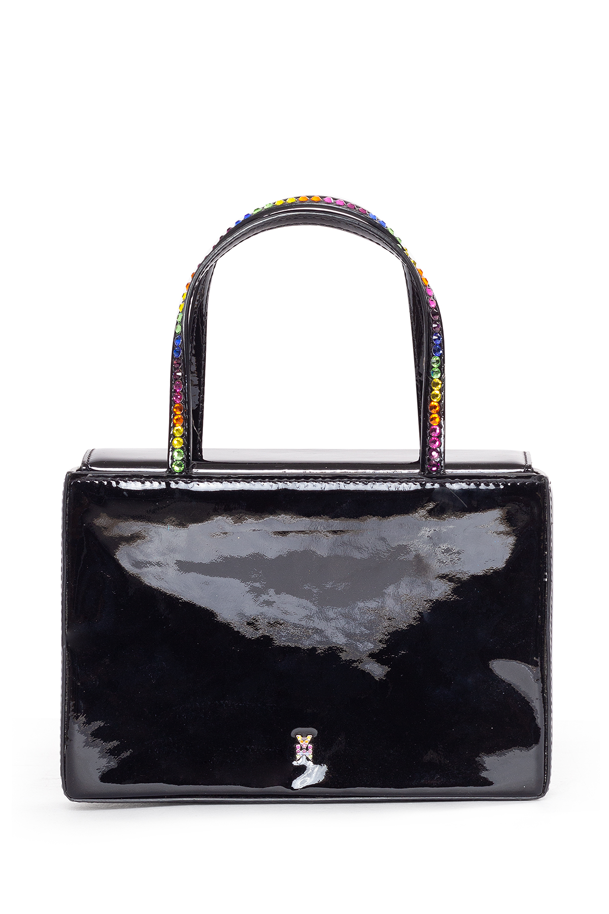 Bolsa Aminiguilda Mini em verniz preto Amina Muadi