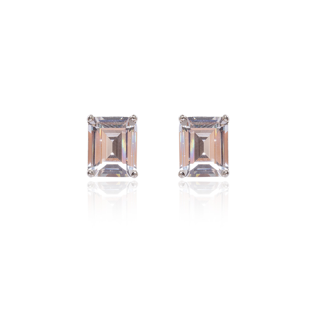 Brinco Metal Zirconia Retângulo