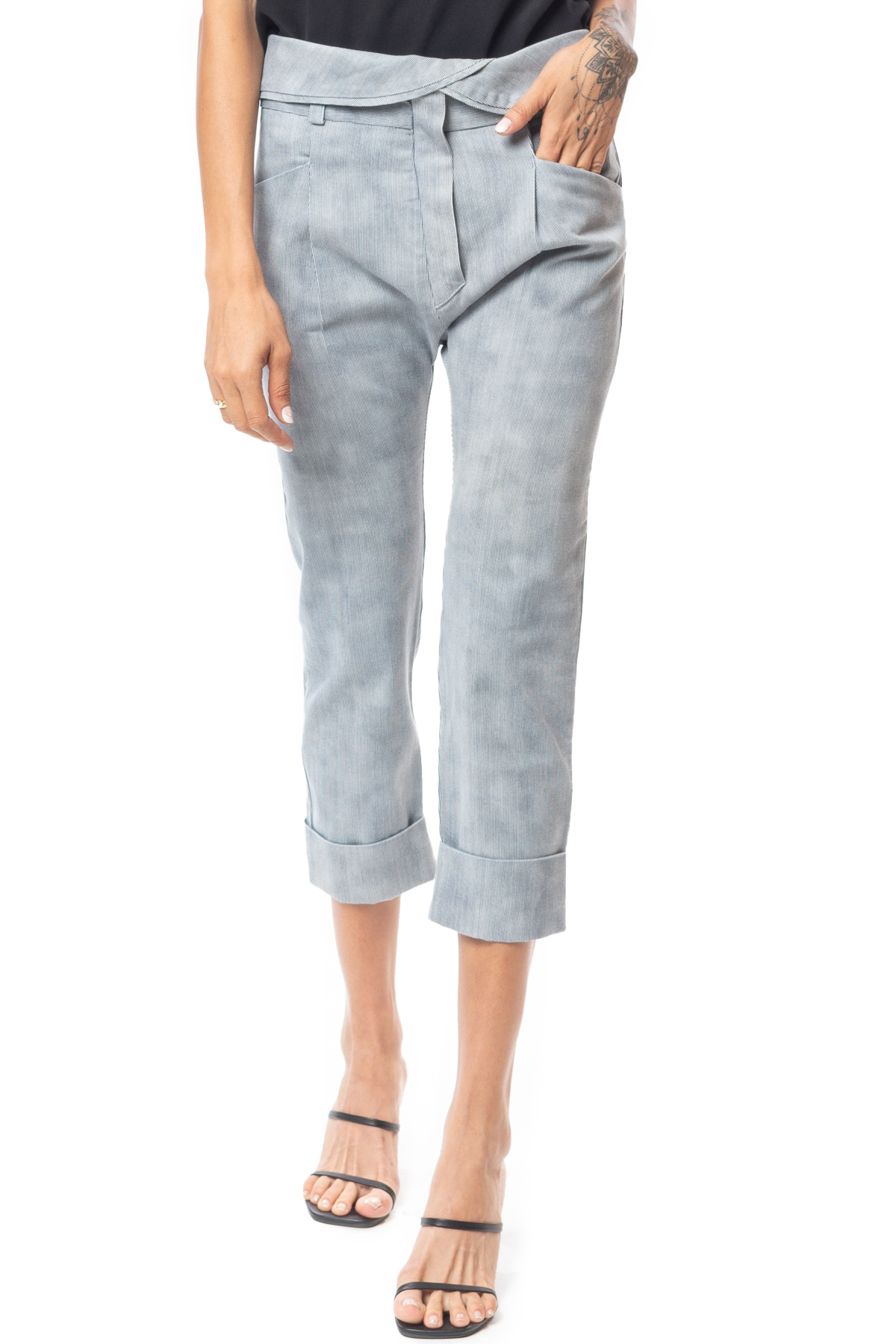 Calça Reta Jeans Estampado