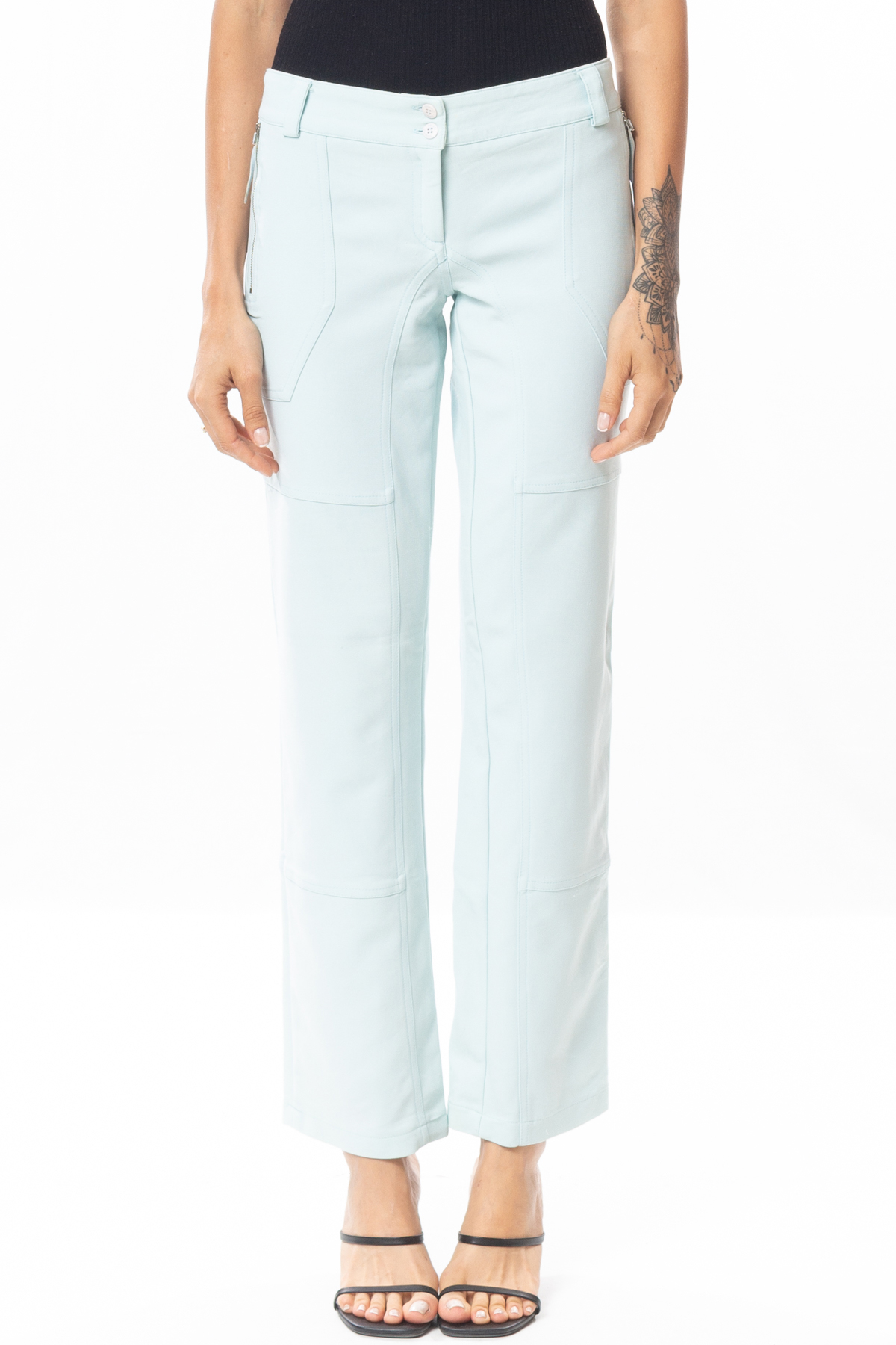 Calça Reta Viscose Azul