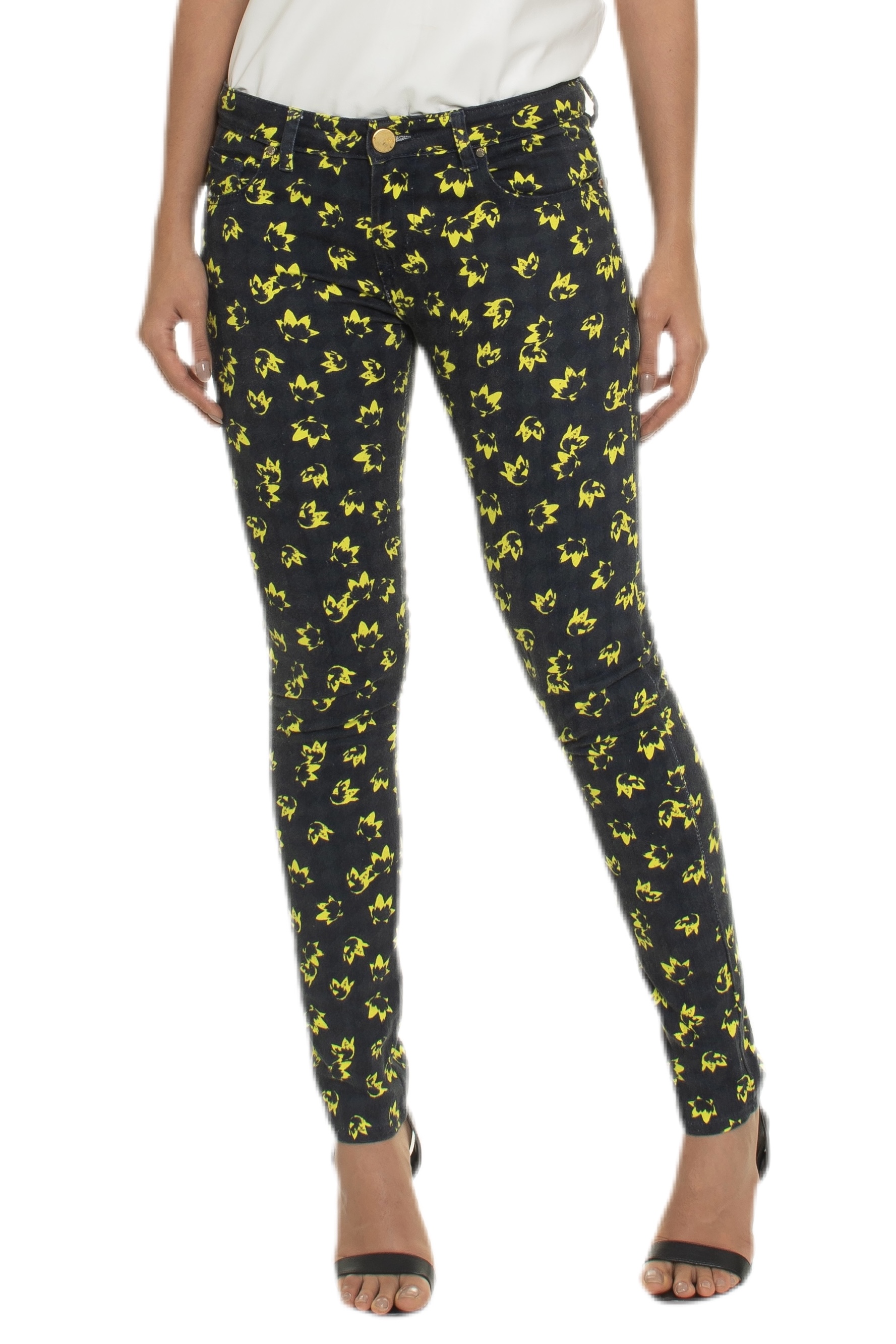 Calça Sarja Reta Estampada