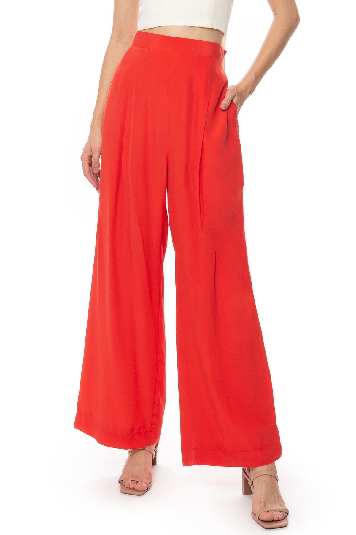 Calça Seda Vermelho