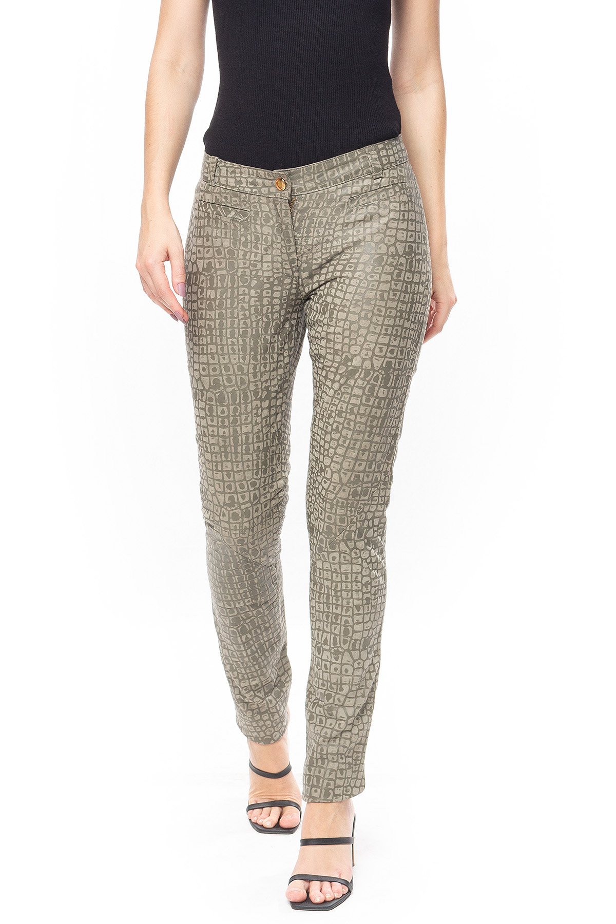 Calça Skinny Couro Verde