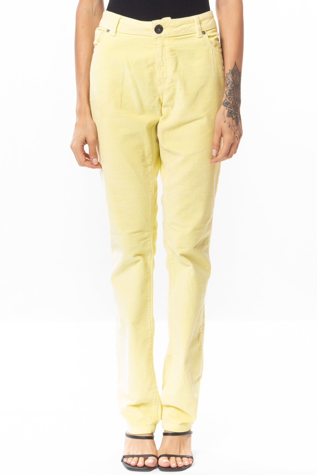 Calça Skinny Veludo Amarelo