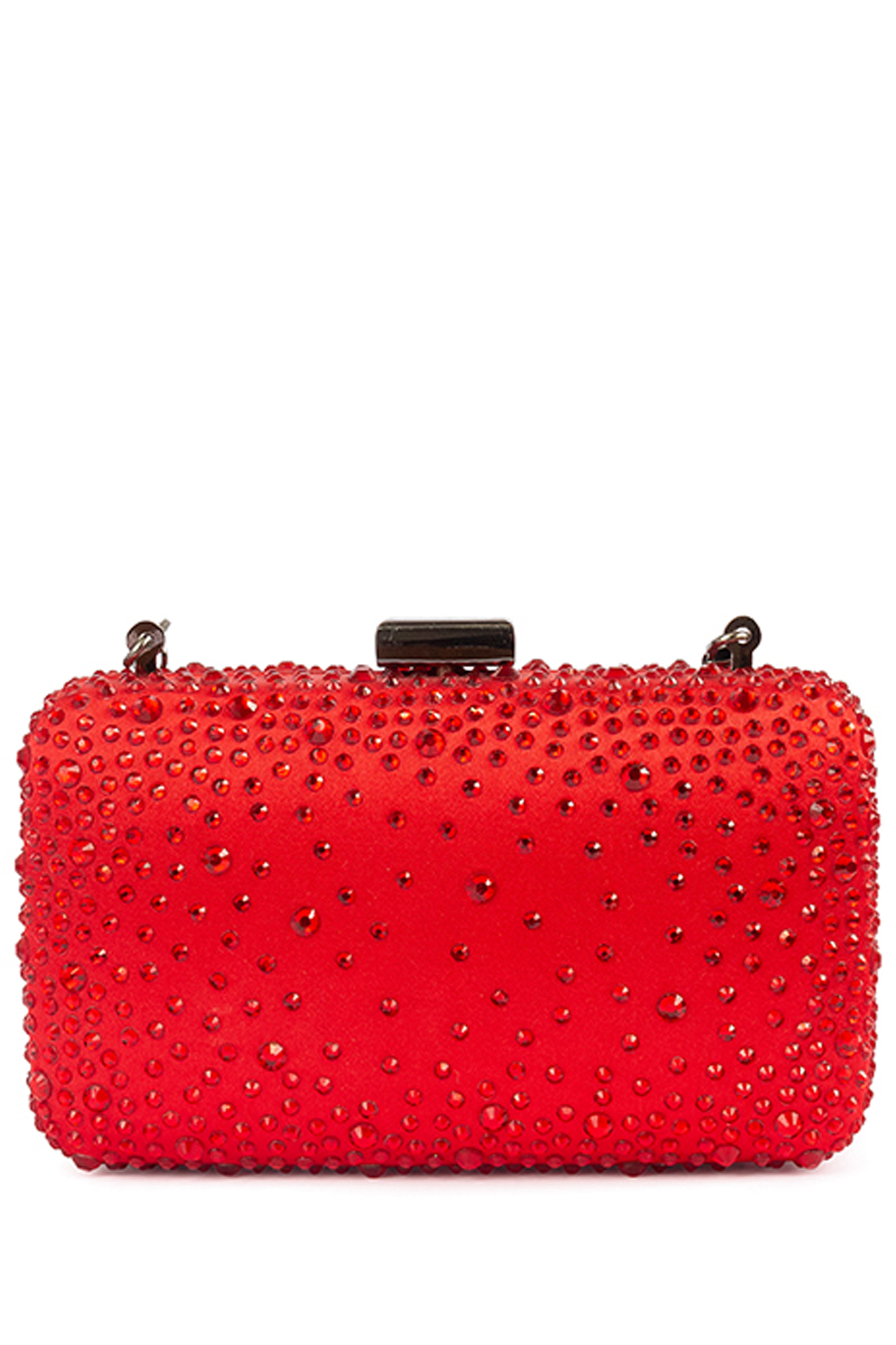 Clutch Cetim de seda com pedras brilhantes vermelhas