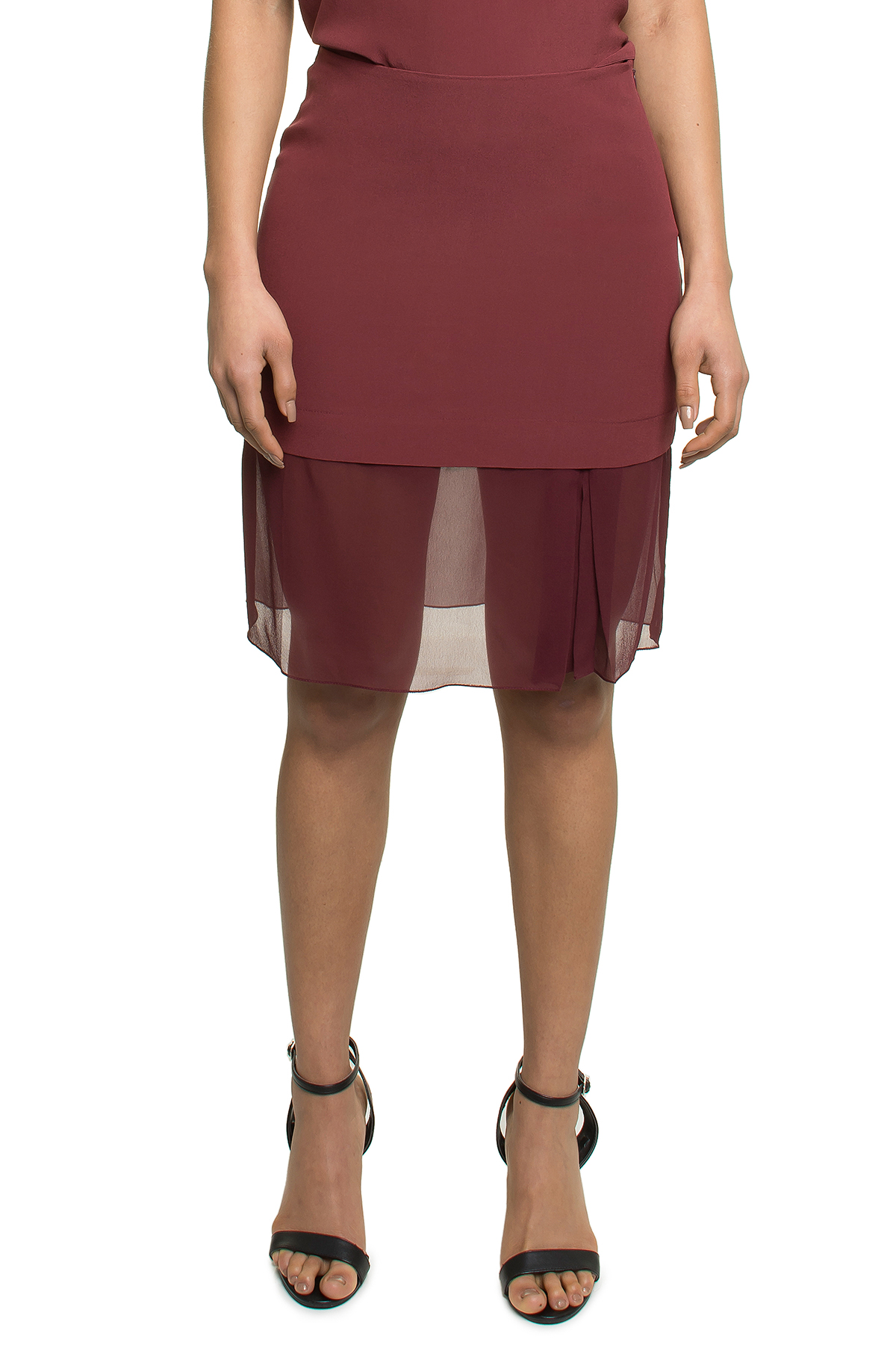 Saia Midi Seda Com Transparencia