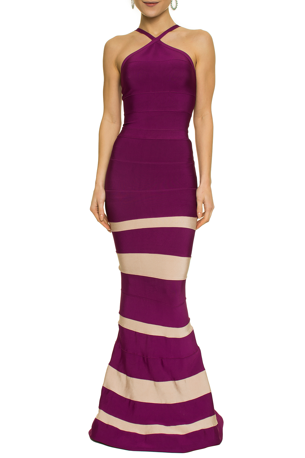 Vestido Bandage Roxo Bicolor