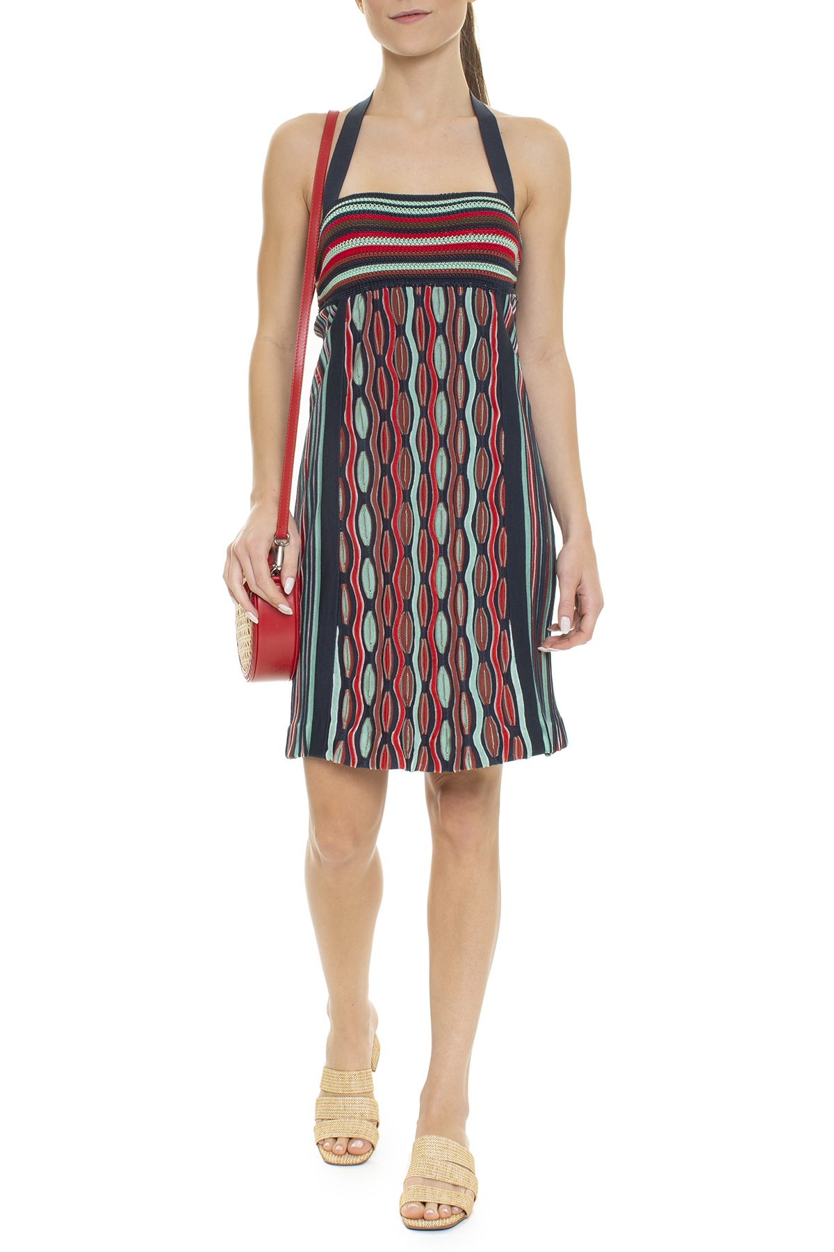 Vestido Curto Crochet Listrado