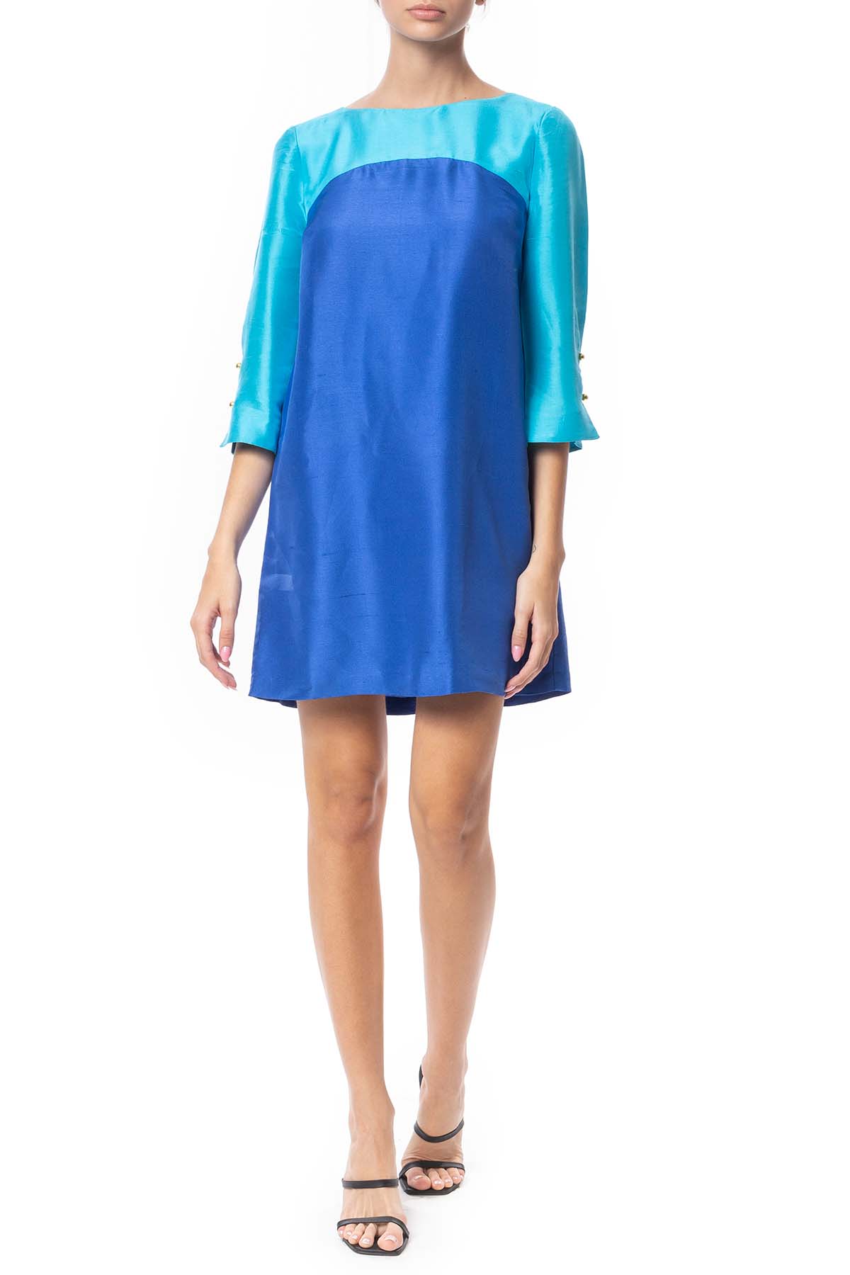 Vestido Curto Seda Azul