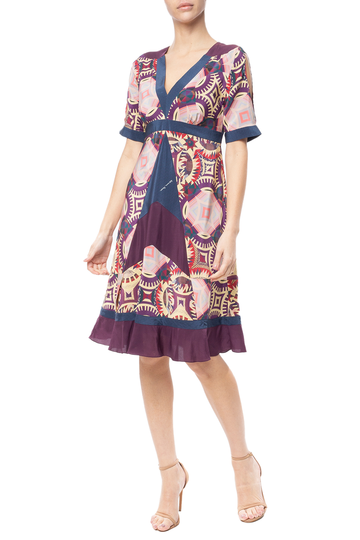 Vestido Curto Seda Estampado