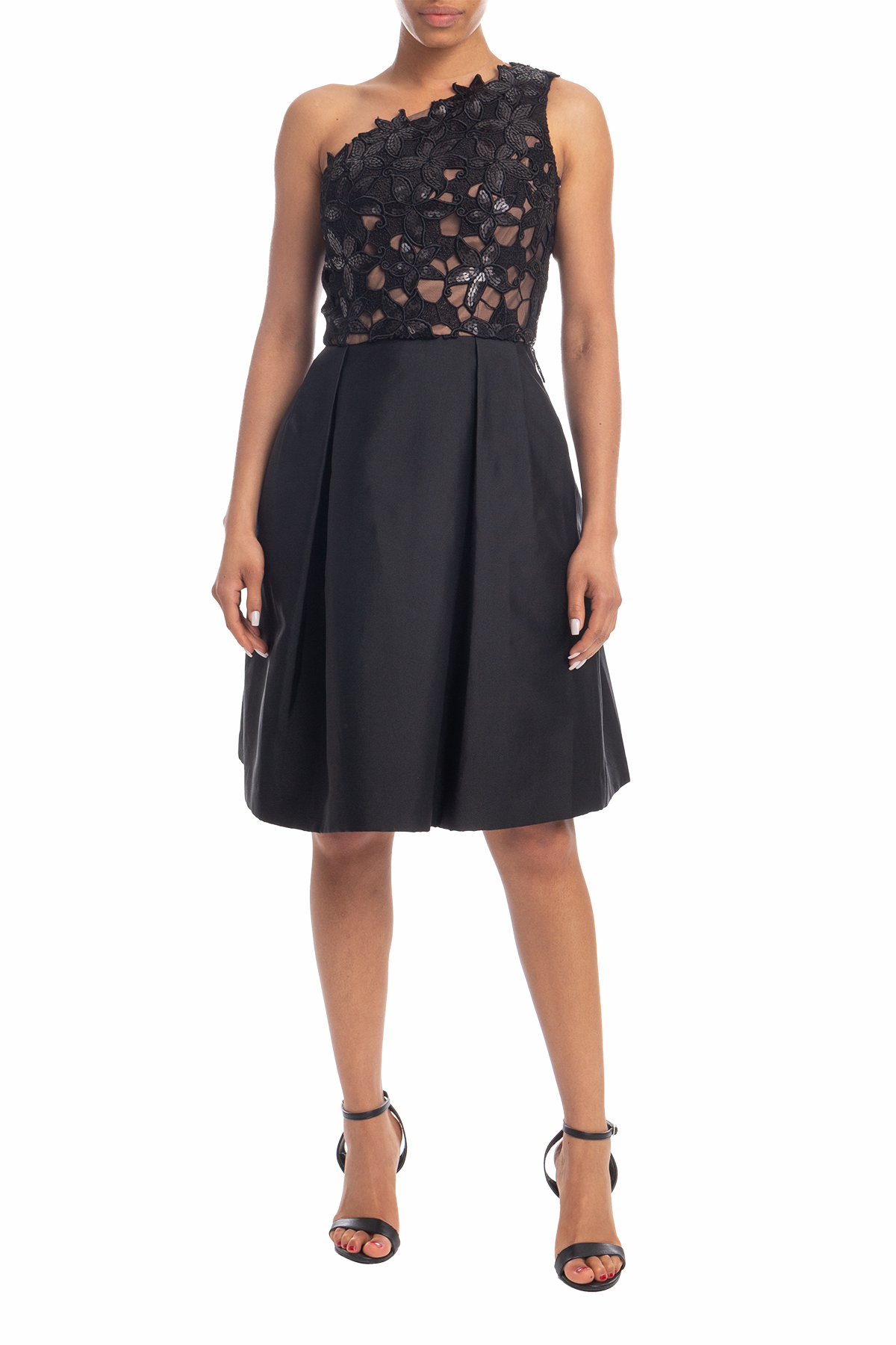 Vestido Curto Um Ombro Preto HM