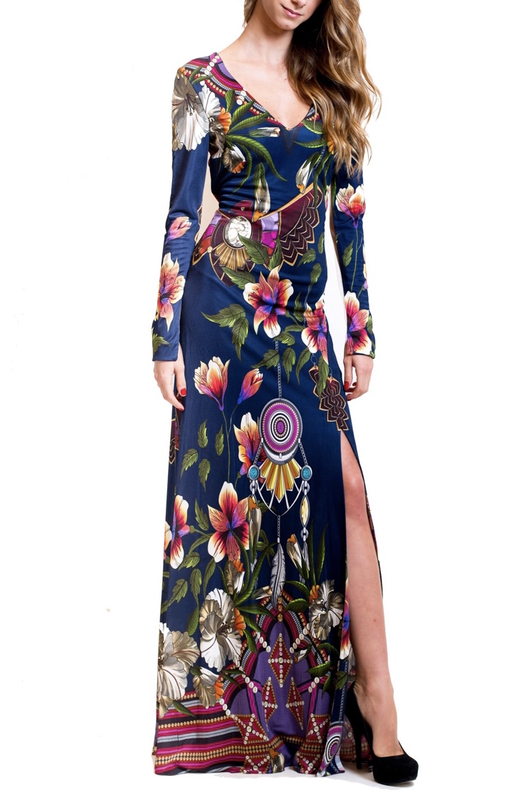 Vestido Longo Malha Estampado