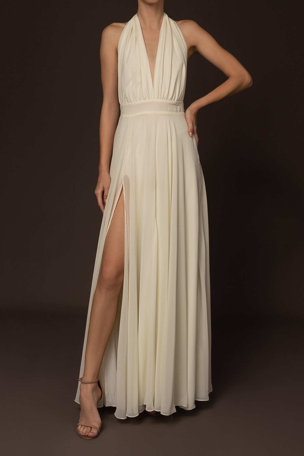 Vestido Longo Chiffon Branco