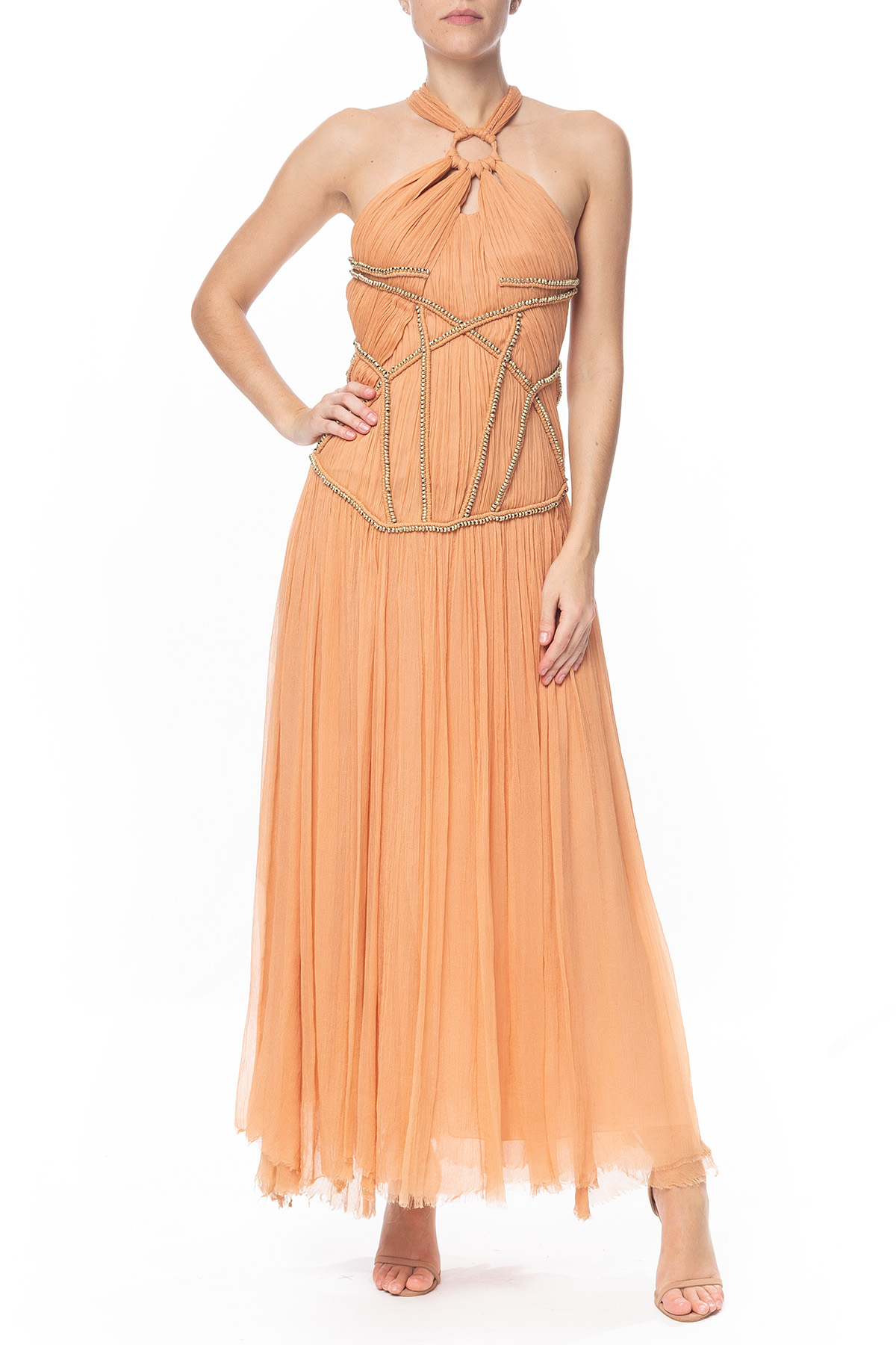 Vestido Longo Chiffon Laranja