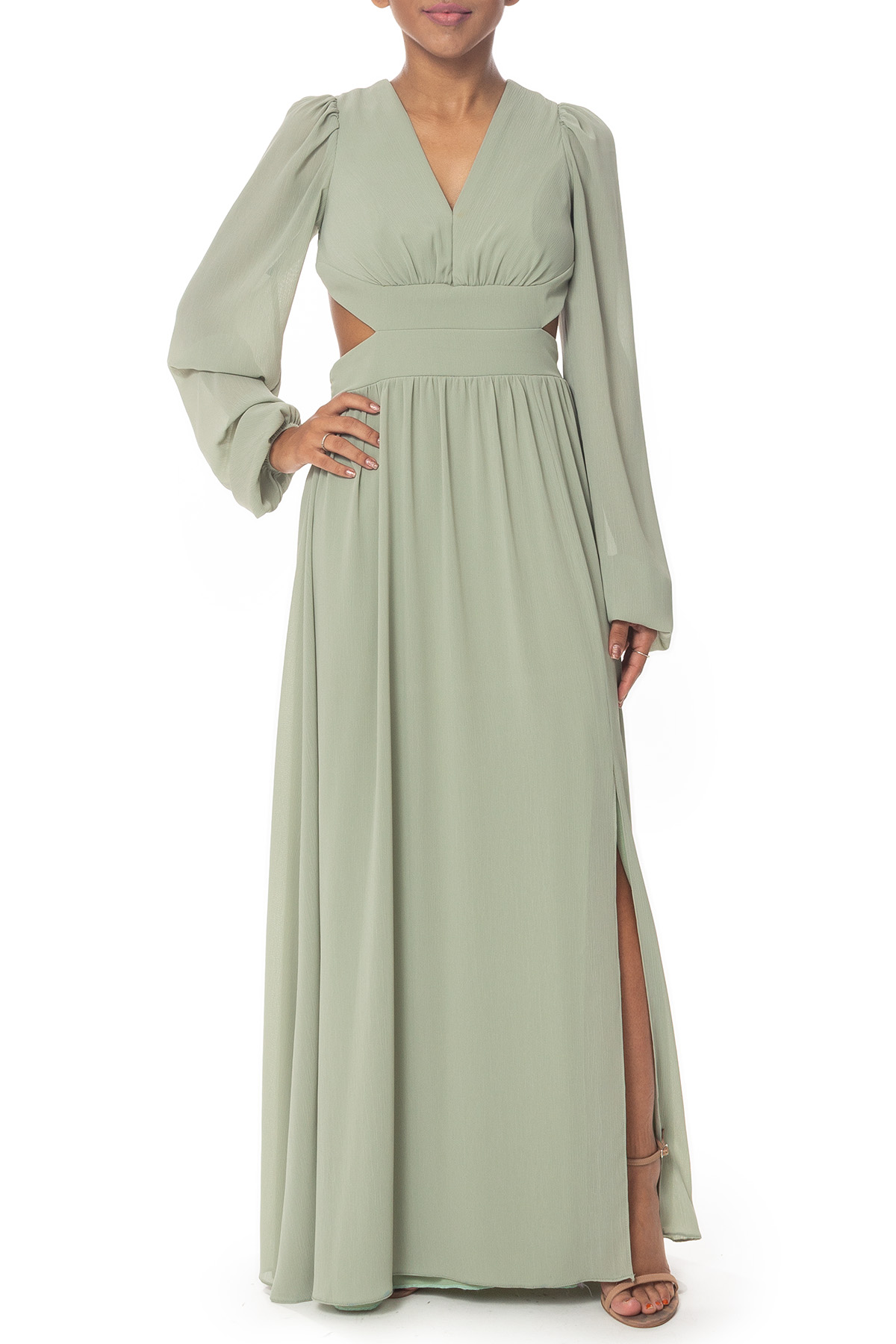 Vestido Longo Chiffon Verde
