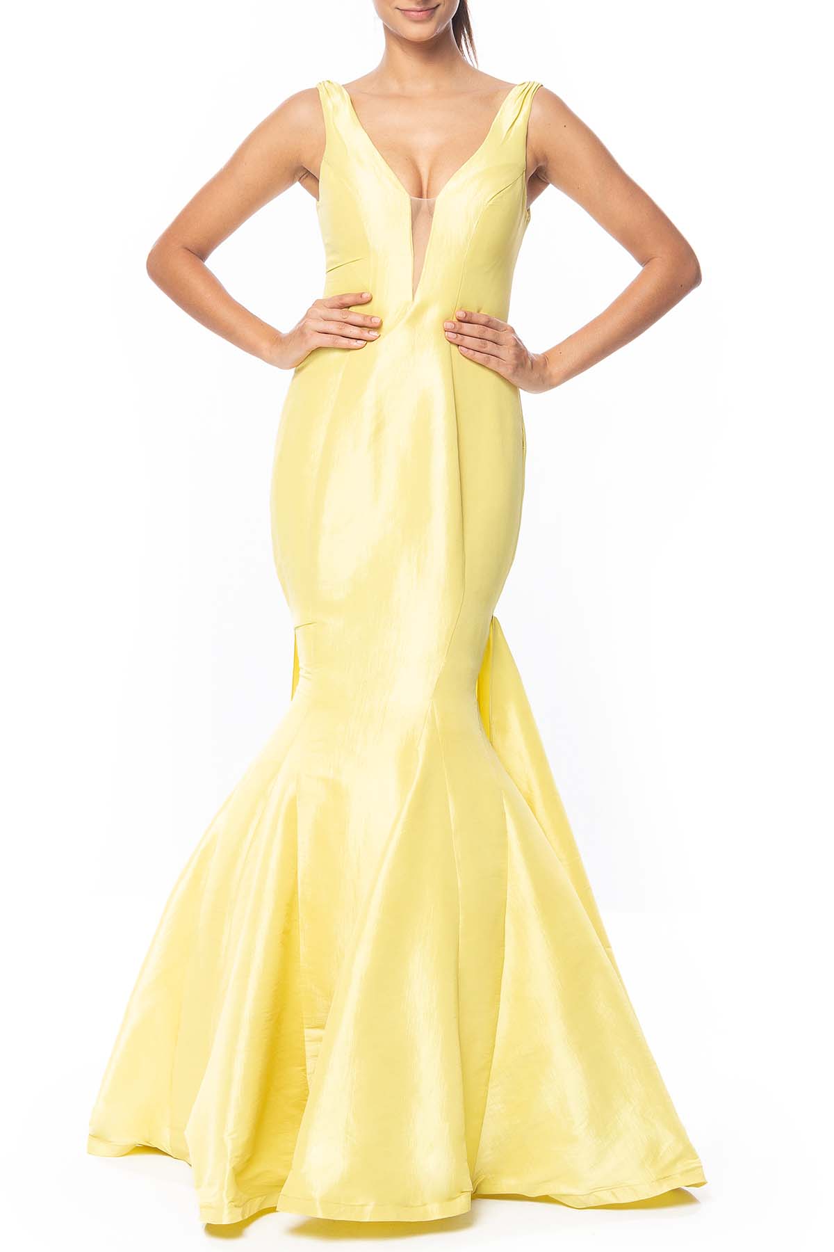 Vestido Longo Crepe Amarelo