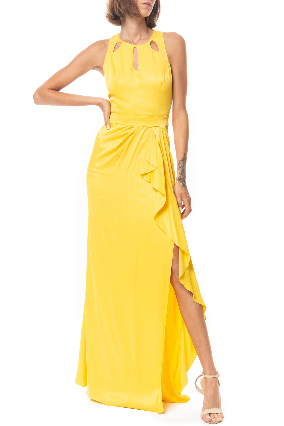 Vestido Longo Crepe Amarelo