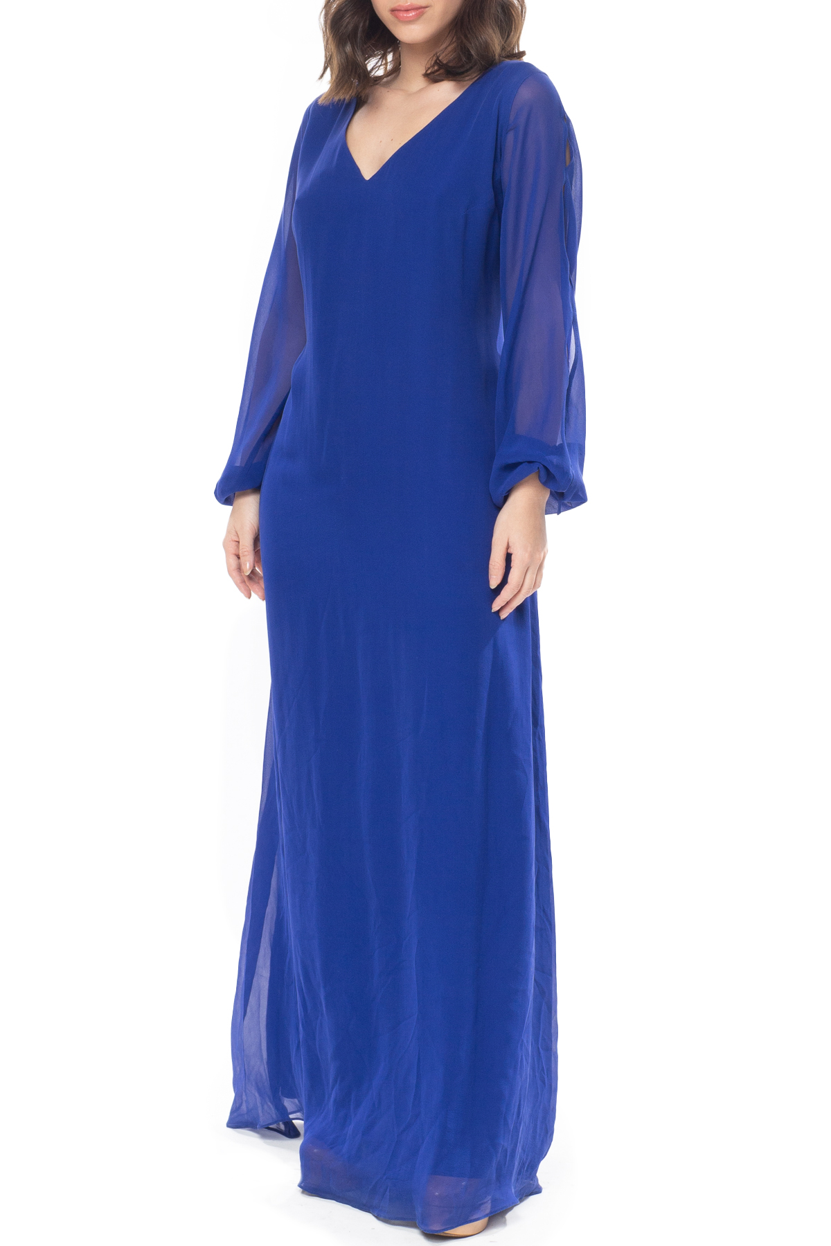 Vestido Longo Crepe Azul