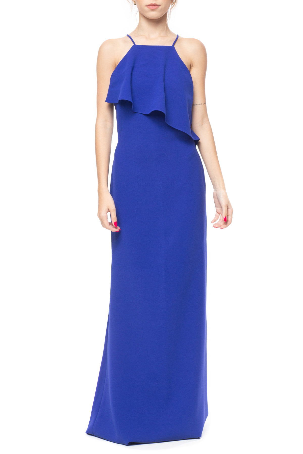 Vestido Longo Crepe Azul