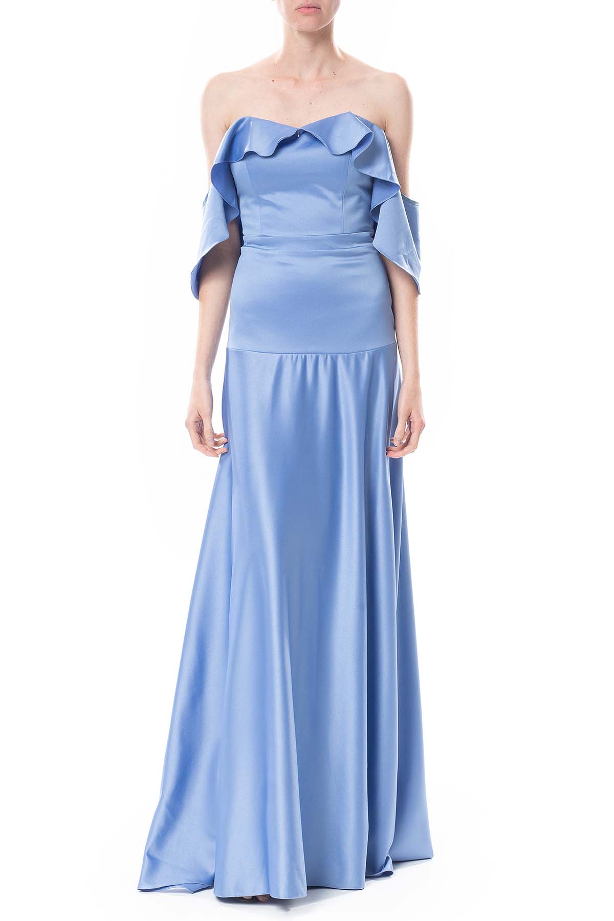 Vestido Longo Crepe Azul