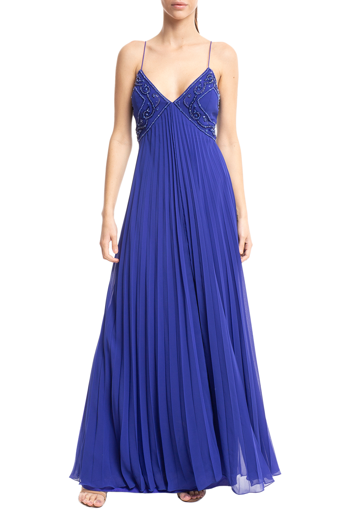 Vestido Longo Crepe Azul