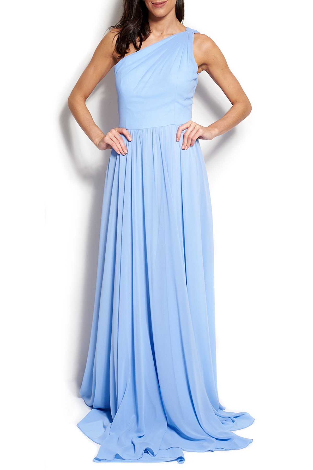 Vestido Longo Crepe Azul