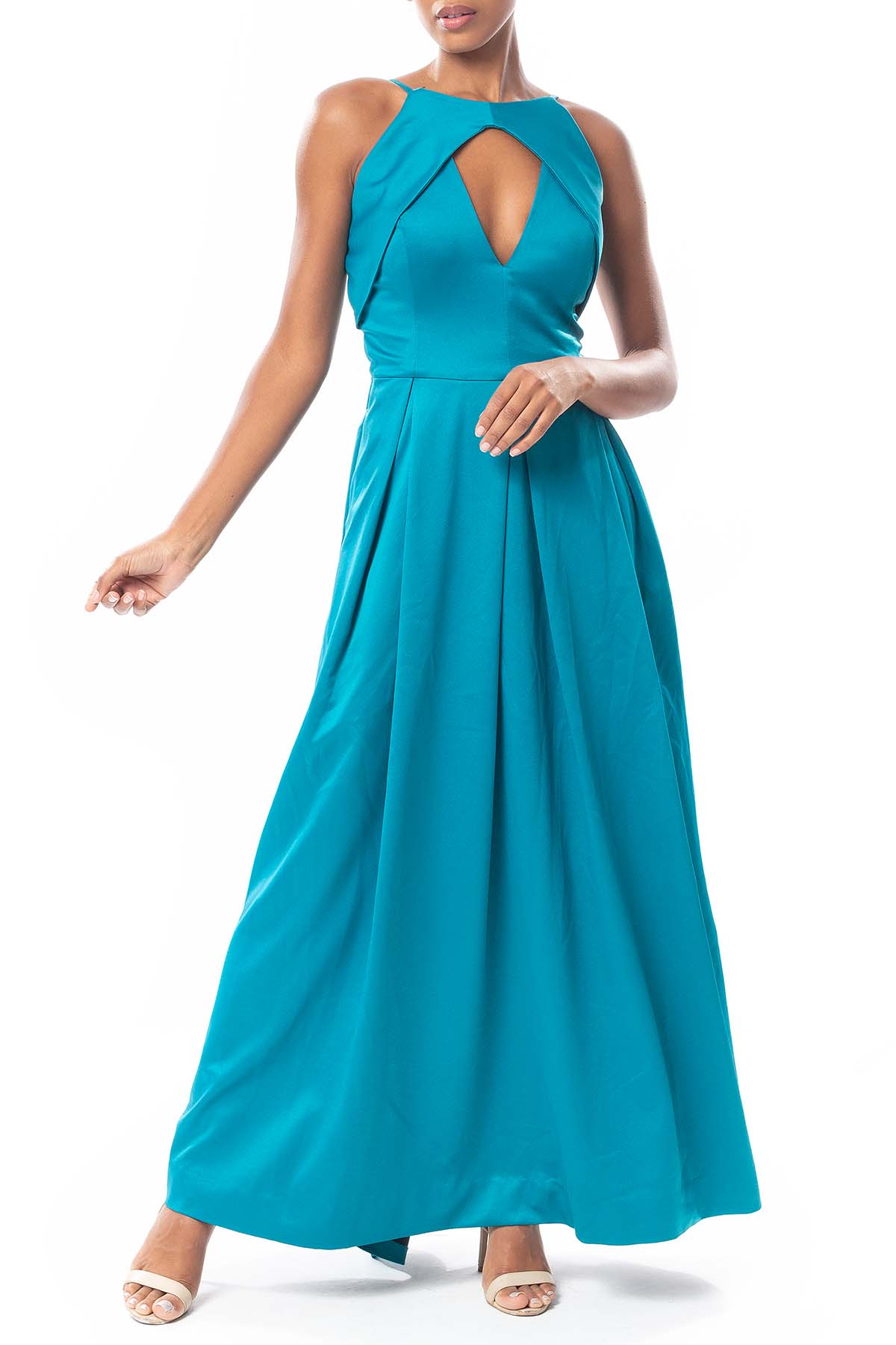 Vestido Longo Crepe Azul Serenity