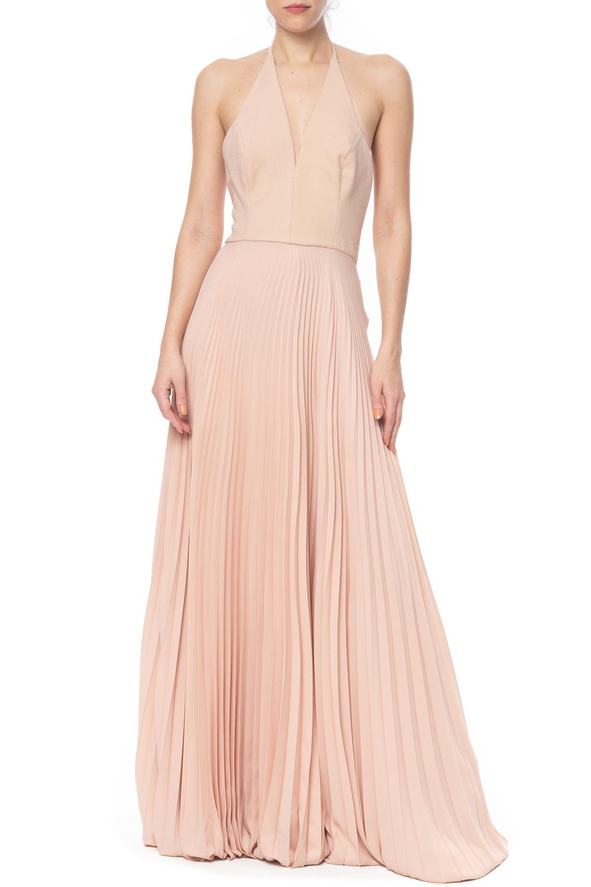 Vestido Longo Crepe Bege