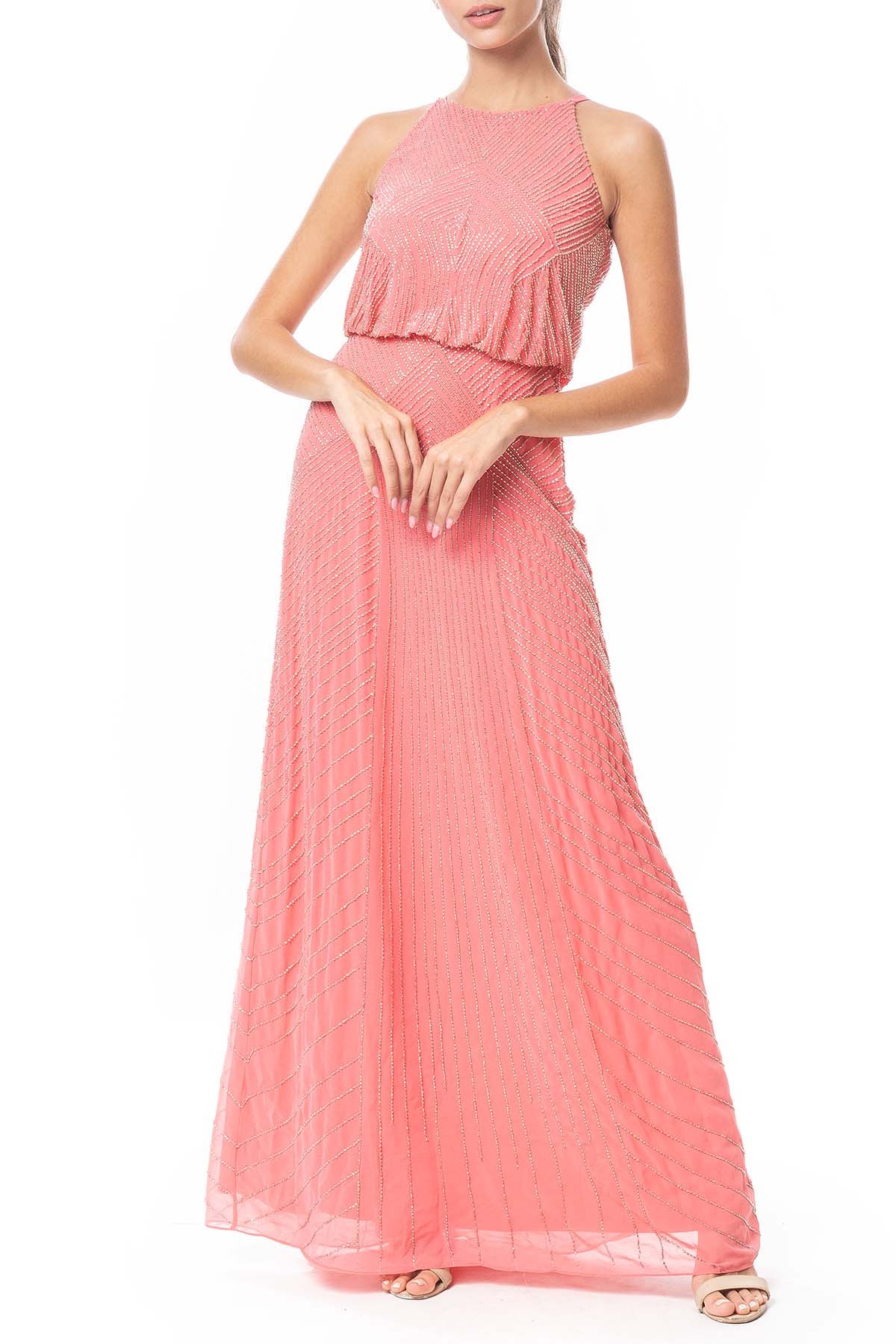 Vestido Longo Crepe Coral