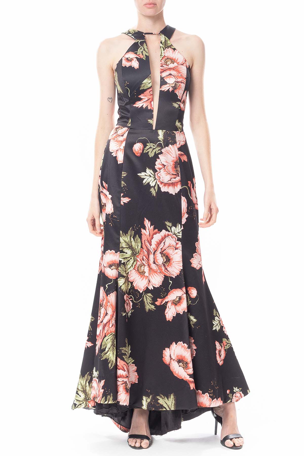 Vestido Longo Crepe Estampado