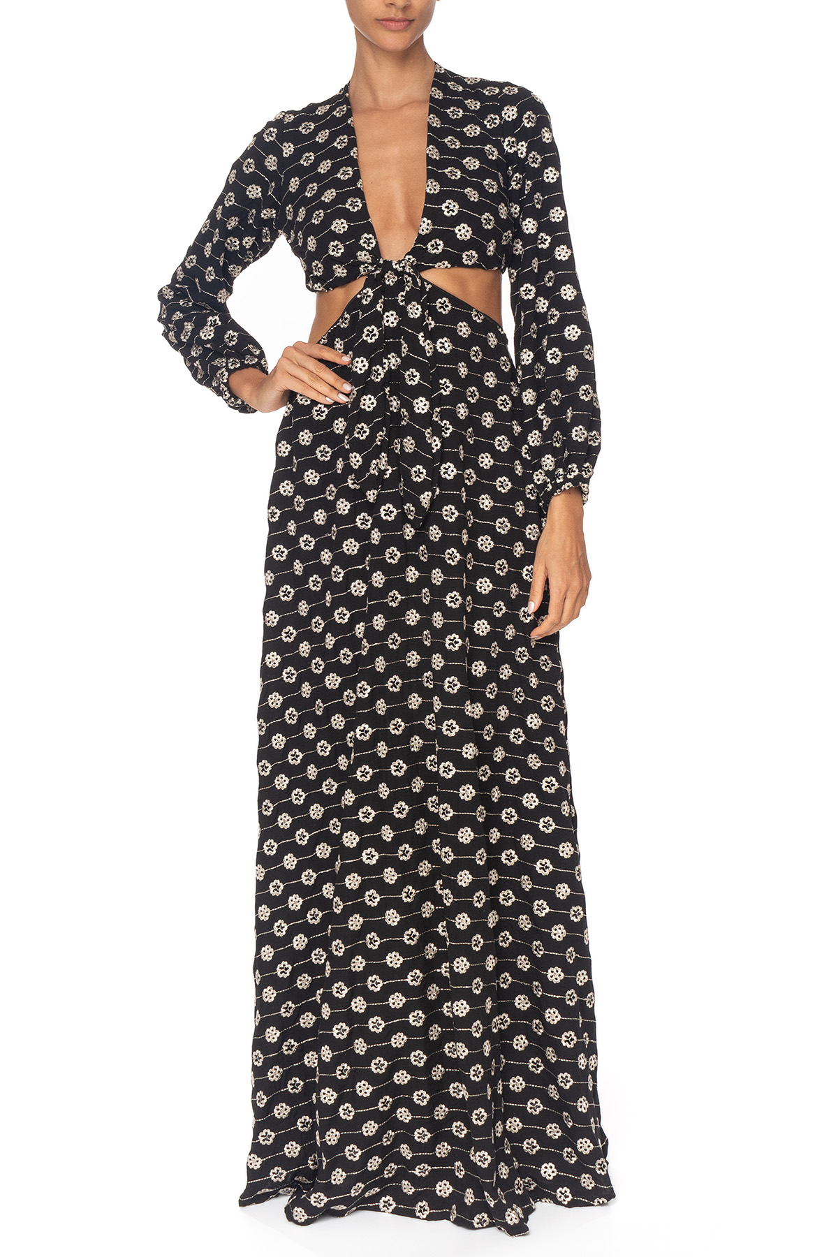 Vestido Longo Crepe Estampado
