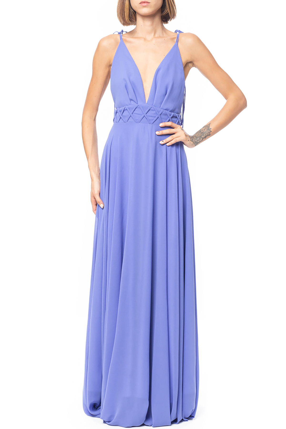 Vestido Longo Crepe Roxo