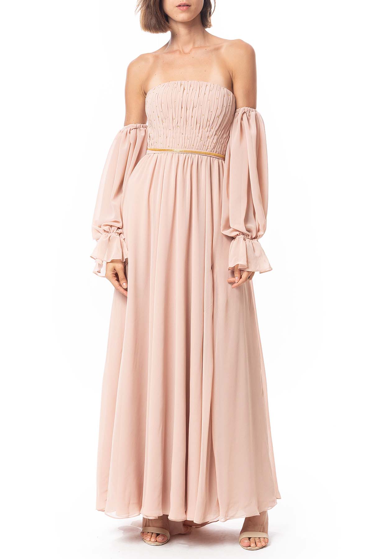 Vestido Longo Crepe Nude