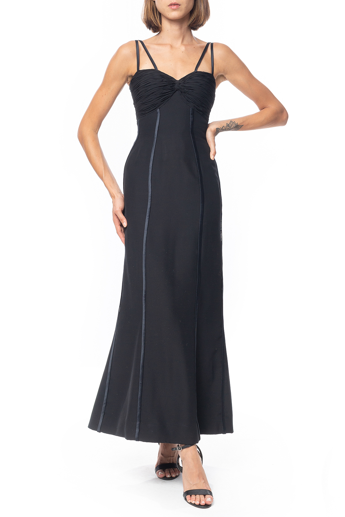 Vestido Longo Crepe Preto
