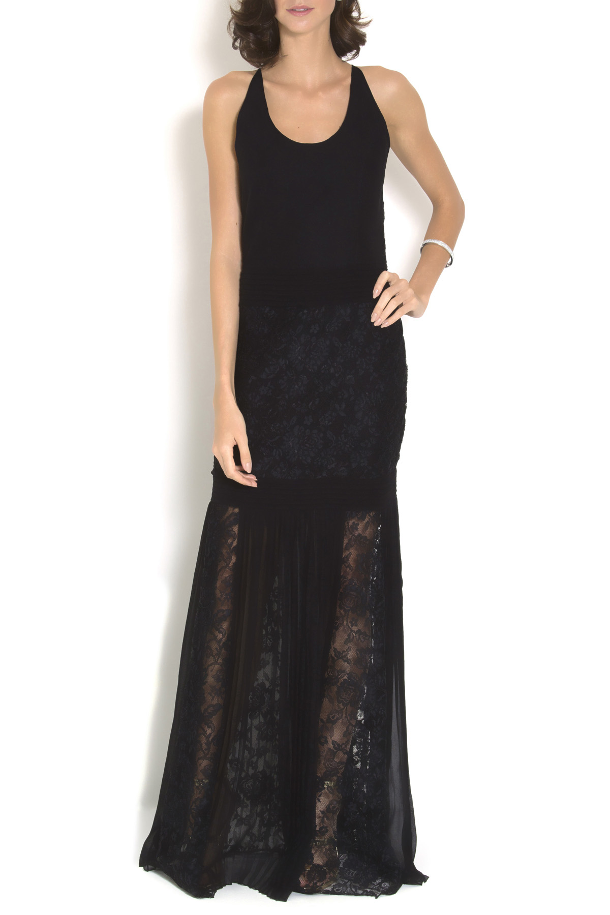 Vestido Longo Crepe Preto