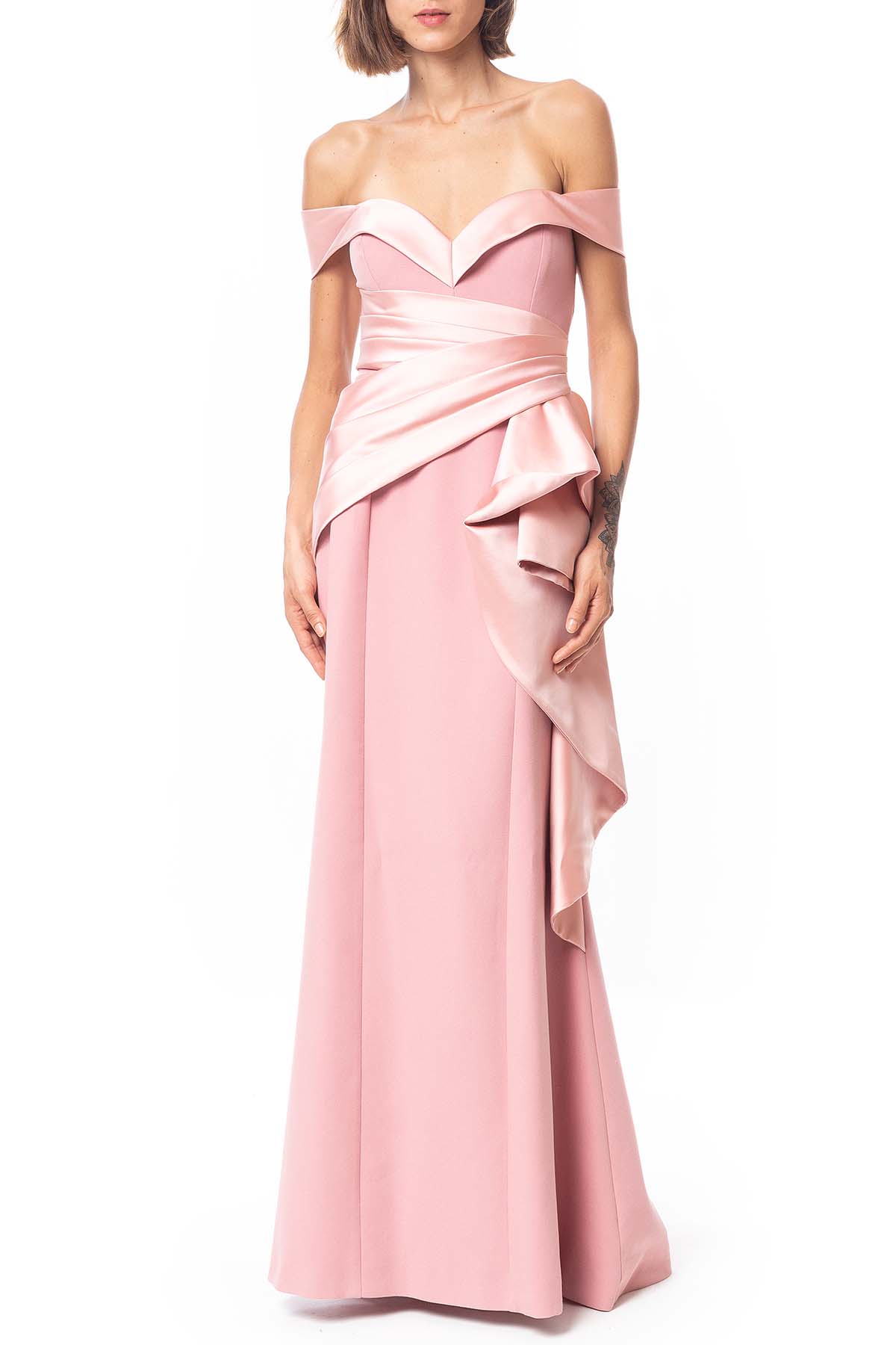 Vestido Longo Crepe Rosa