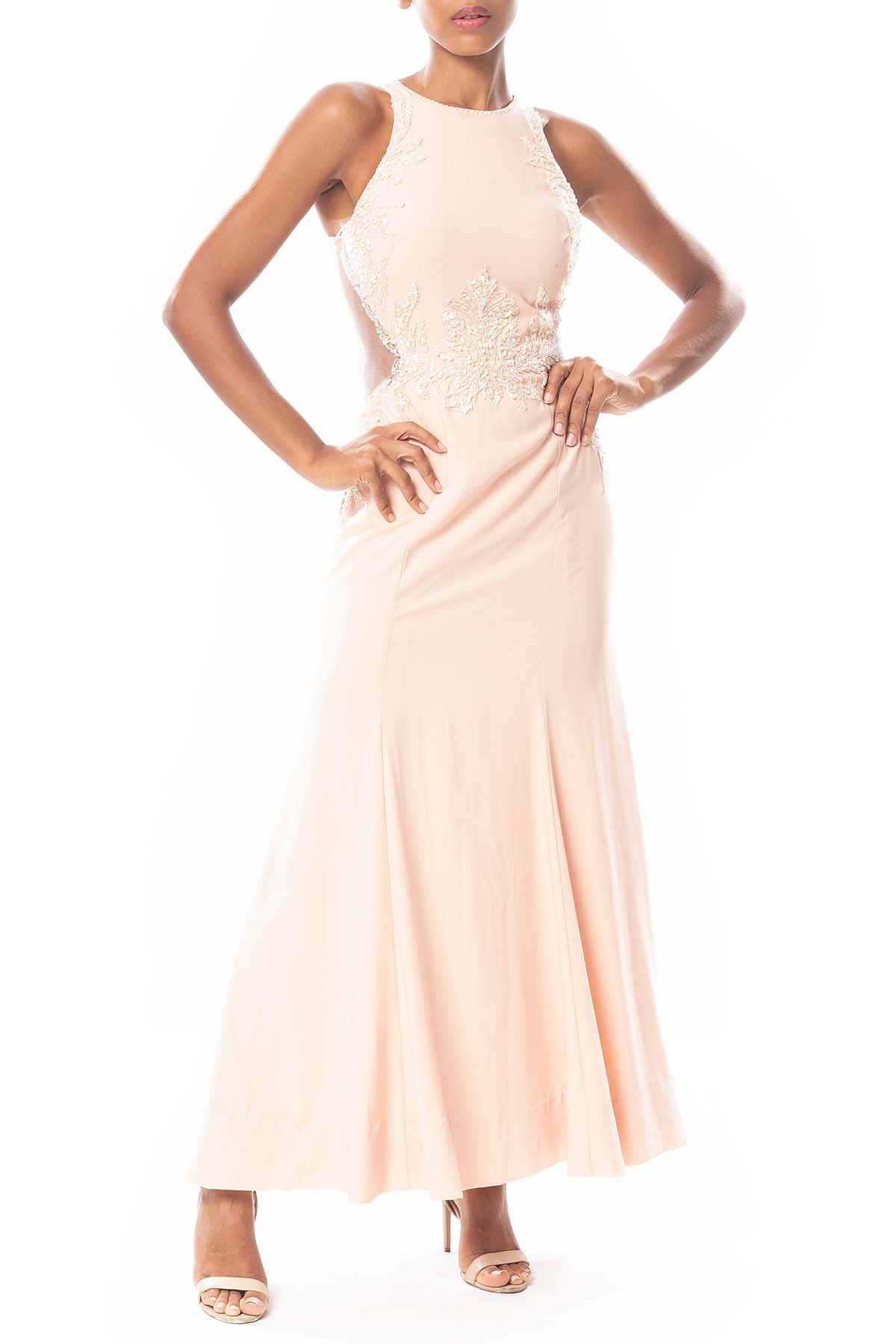 Vestido Longo Crepe Rosê