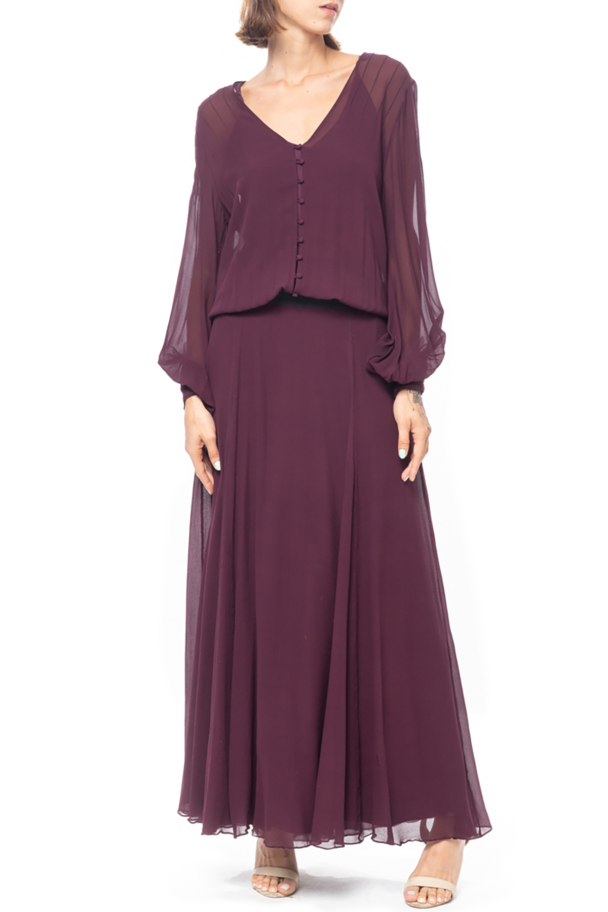 Vestido Longo Crepe Roxo