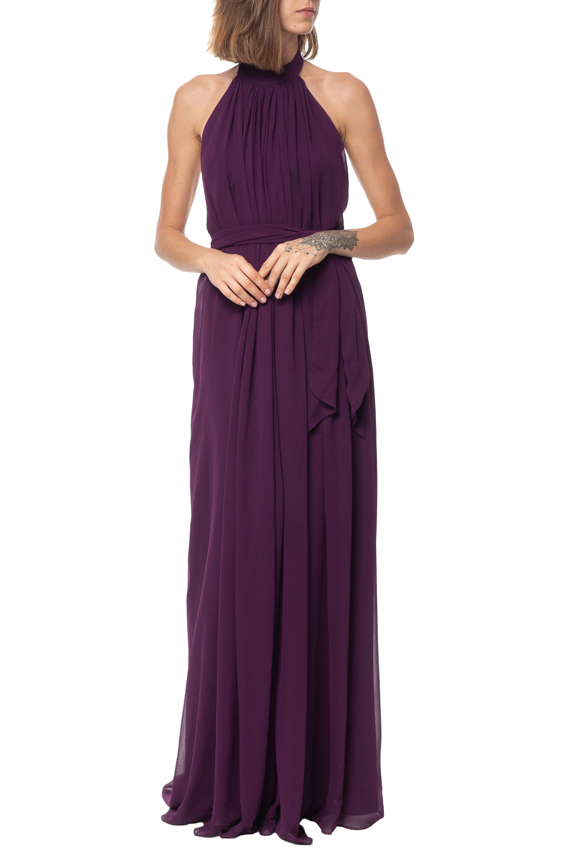 Vestido Longo Crepe Roxo PL