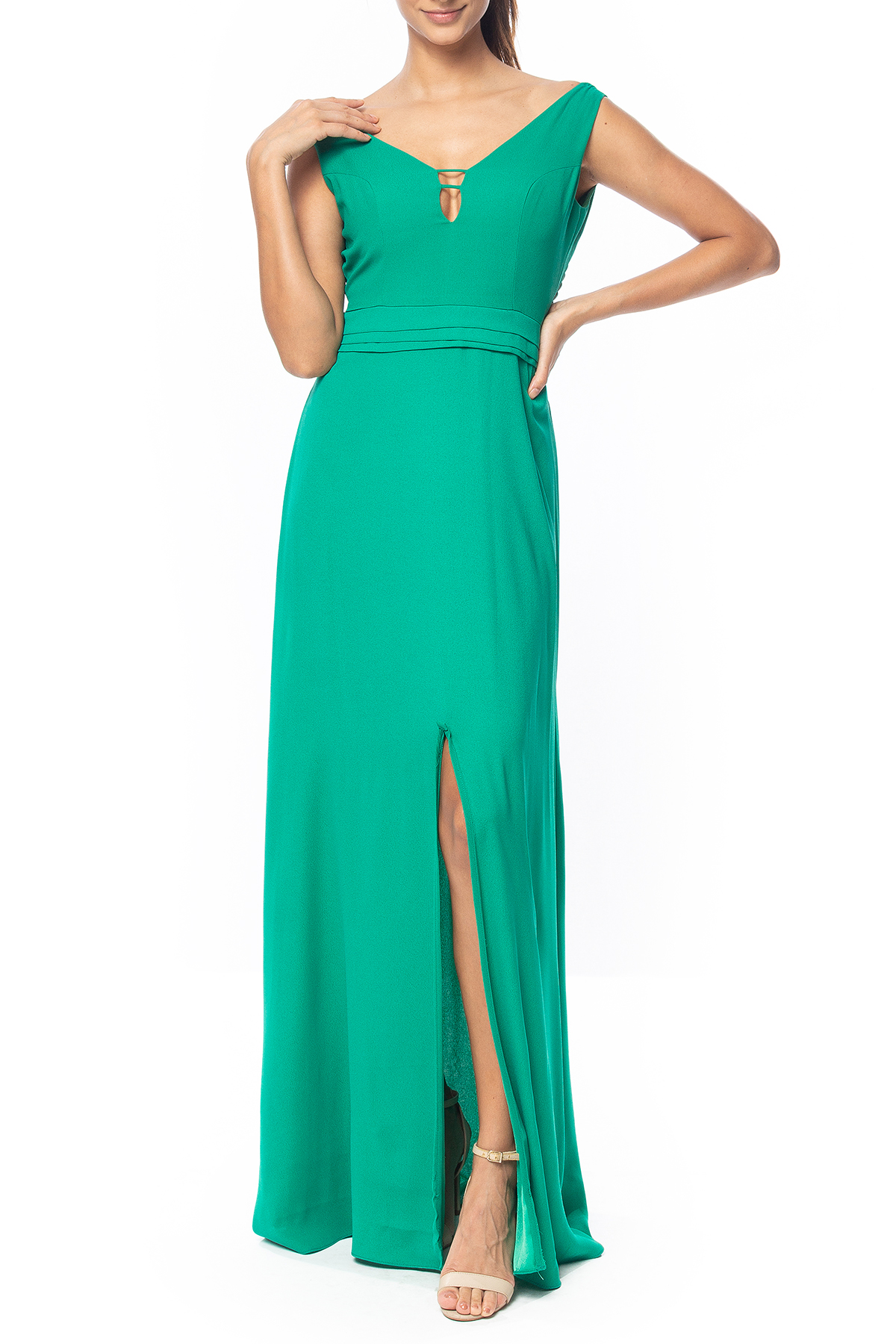Vestido Longo Crepe Verde