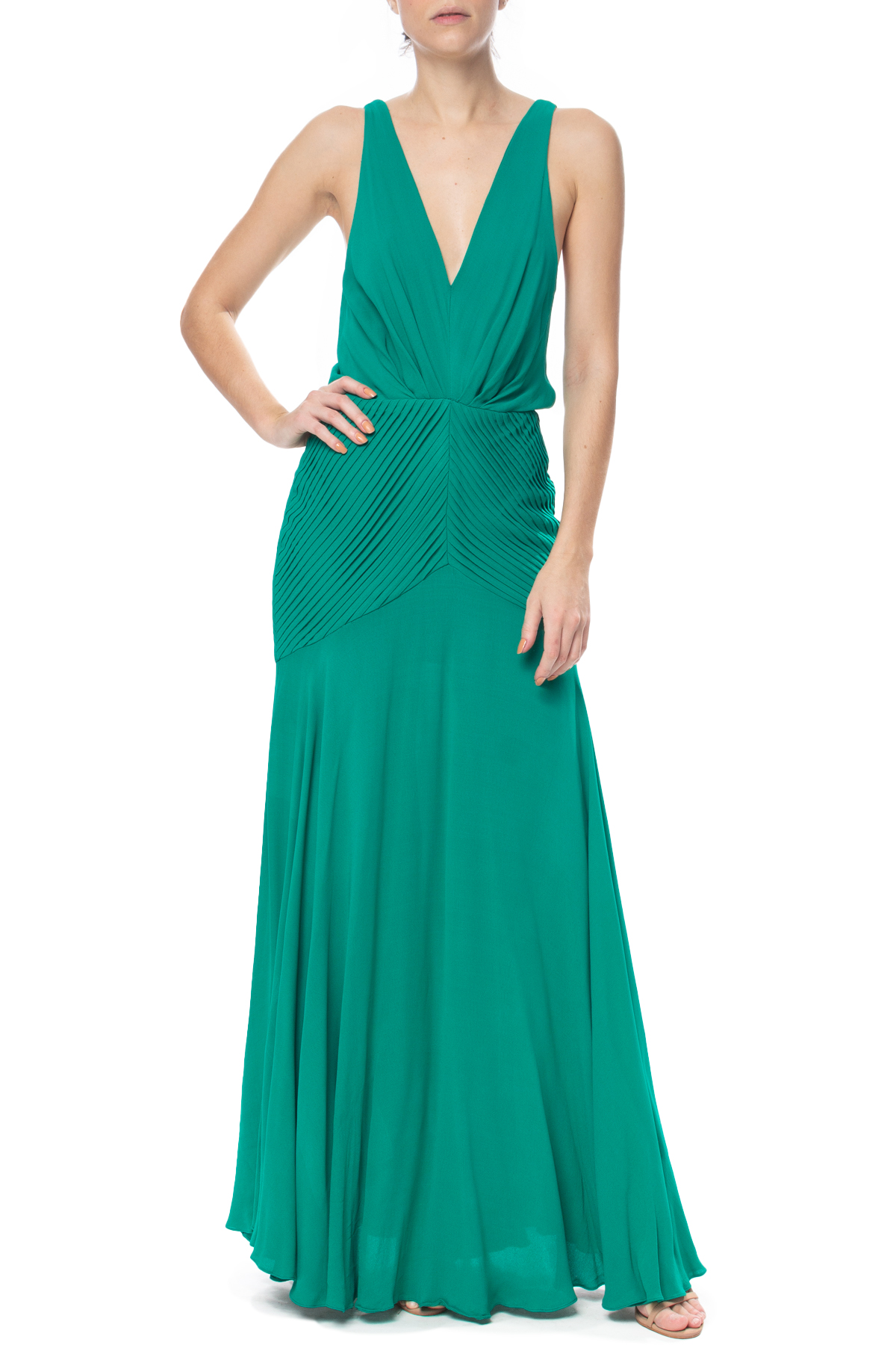 Vestido Longo Crepe Verde